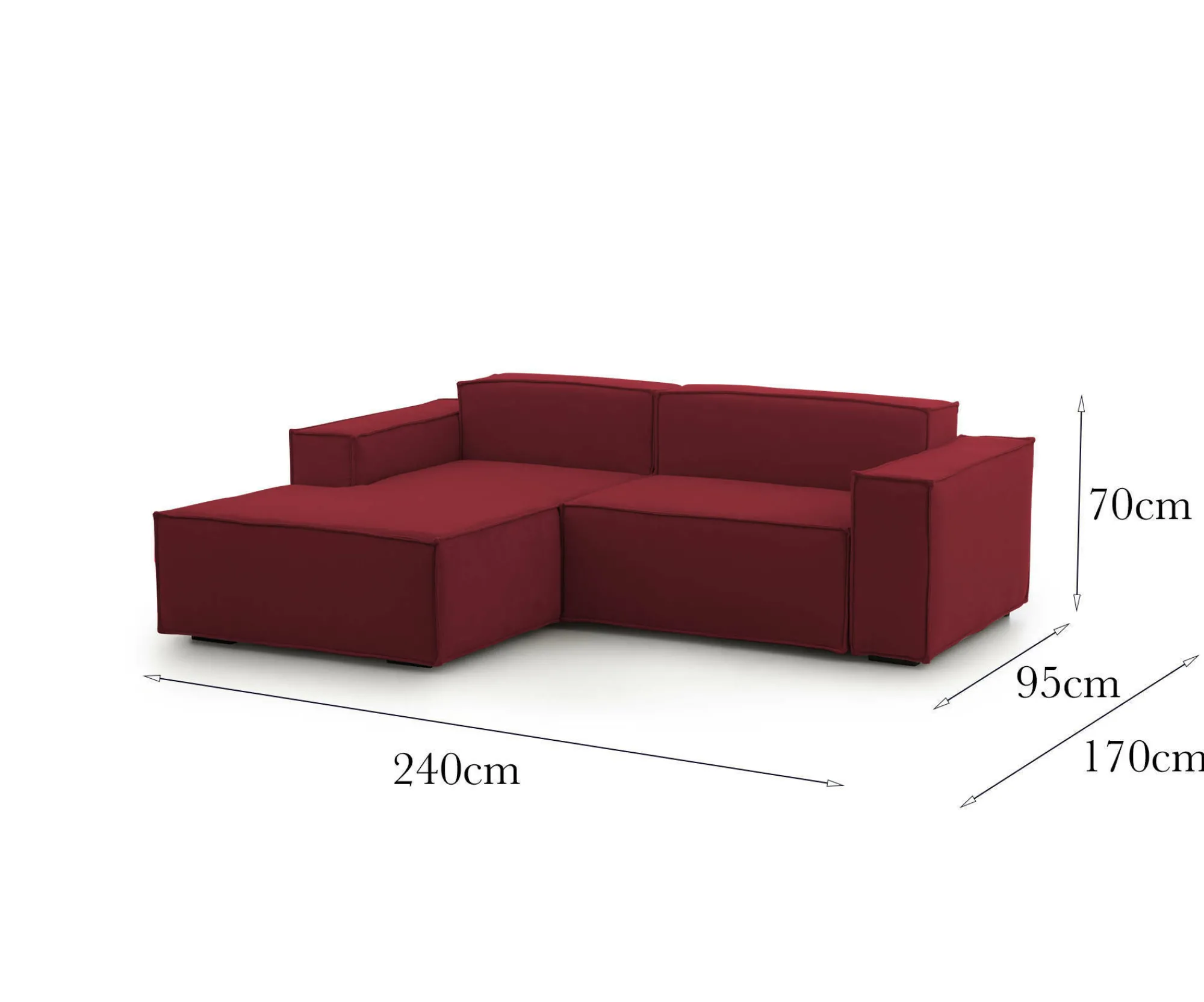Divano fisso con penisola Assurte, Cm 240x170h70,<Dmora Outlet