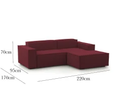 Divano fisso con penisola Amuleto, Cm 220x170h70,<Dmora Best