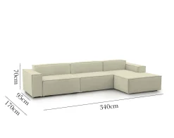 Divano fisso con penisola Asvaldo, Cm 340x170h70,<Dmora Best Sale