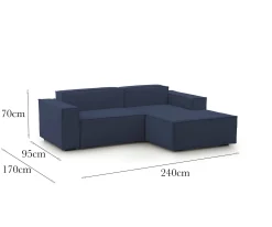 Divano fisso con penisola Ameli, Cm 240x170h70,<Dmora Sale