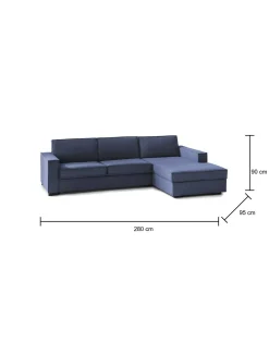 Divano fisso con penisola Ametrino, Cm 280x95h90,<Dmora Clearance