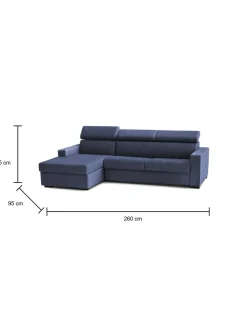 Divano fisso con penisola Aryaly, Cm 260x95h85,<Dmora Cheap