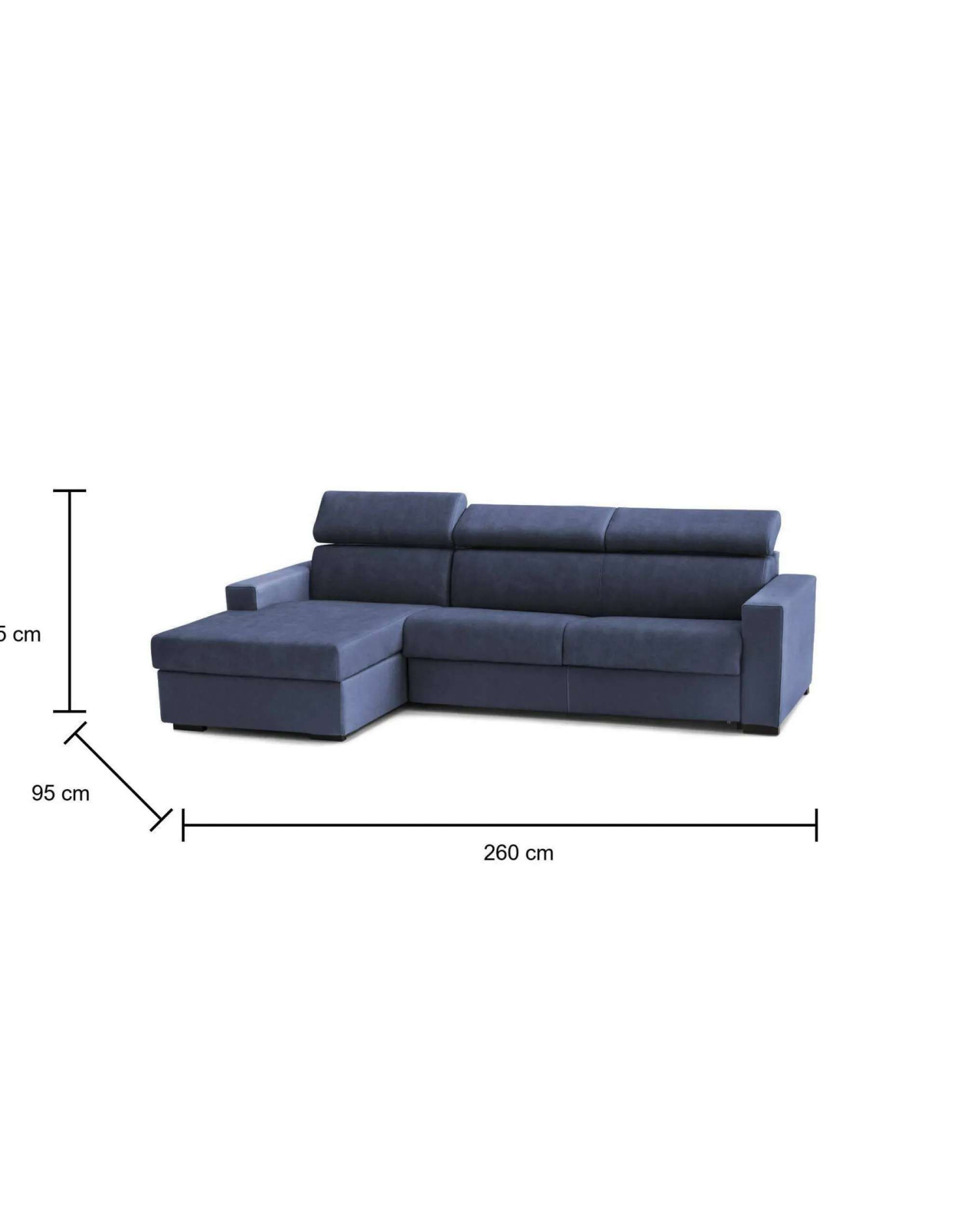 Divano fisso con penisola Aryaly, Cm 260x95h85,<Dmora Cheap