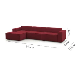 Divano fisso con penisola Atrillo, Cm 340x170h70,<Dmora Hot