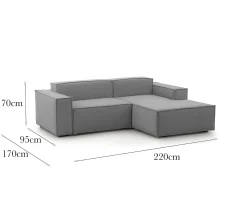Divano fisso con penisola Amuleto, Cm 220x170h70,<Dmora Online