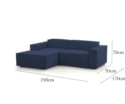 Divano fisso con penisola Assurte, Cm 240x170h70,<Dmora Shop