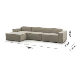 Divano fisso con penisola Atrillo, Cm 340x170h70,<Dmora Best Sale