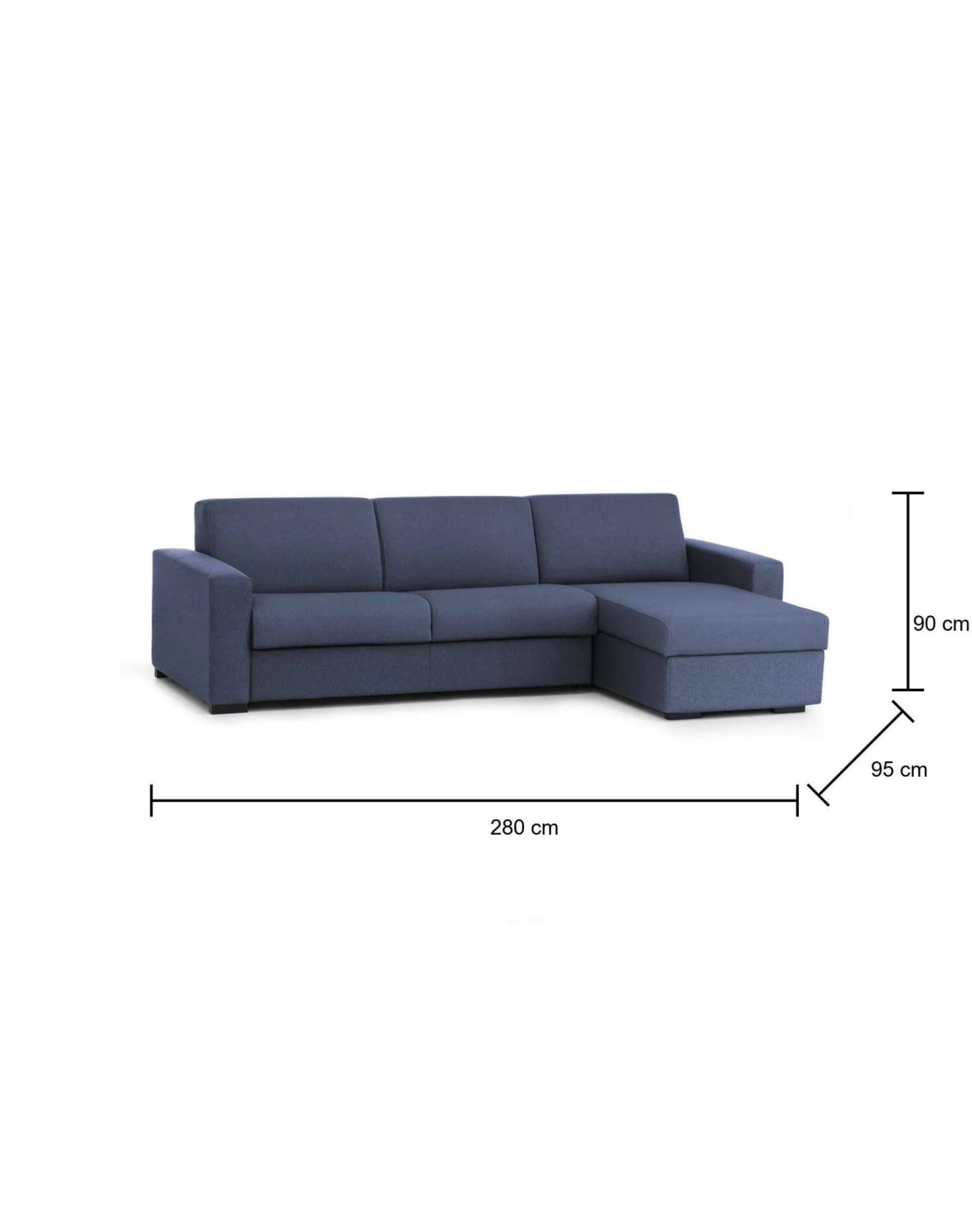 Divano fisso con penisola Atos, Cm 280x95h90,<Dmora New