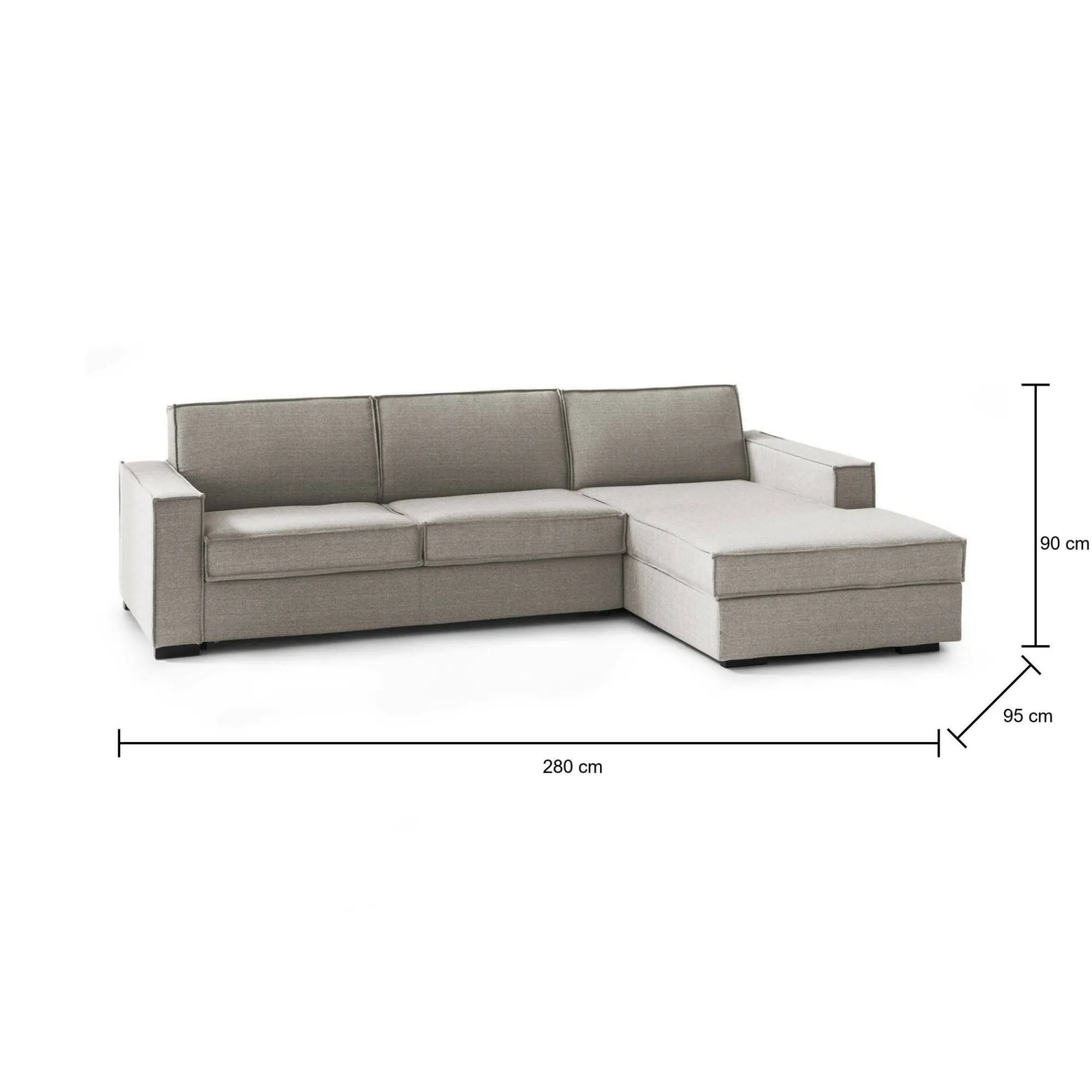 Divano fisso con penisola Ametrino, Cm 280x95h90,<Dmora Best