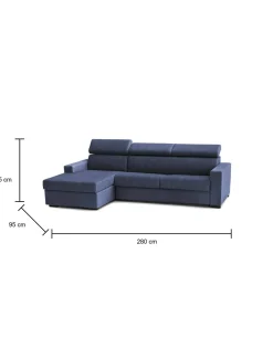 Divano fisso con penisola Akela, Cm 280x95h85,<Dmora Cheap