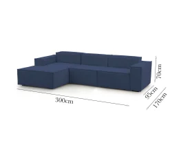 Divano fisso con penisola Dflori, Cm 300x170h70,<Dmora Sale
