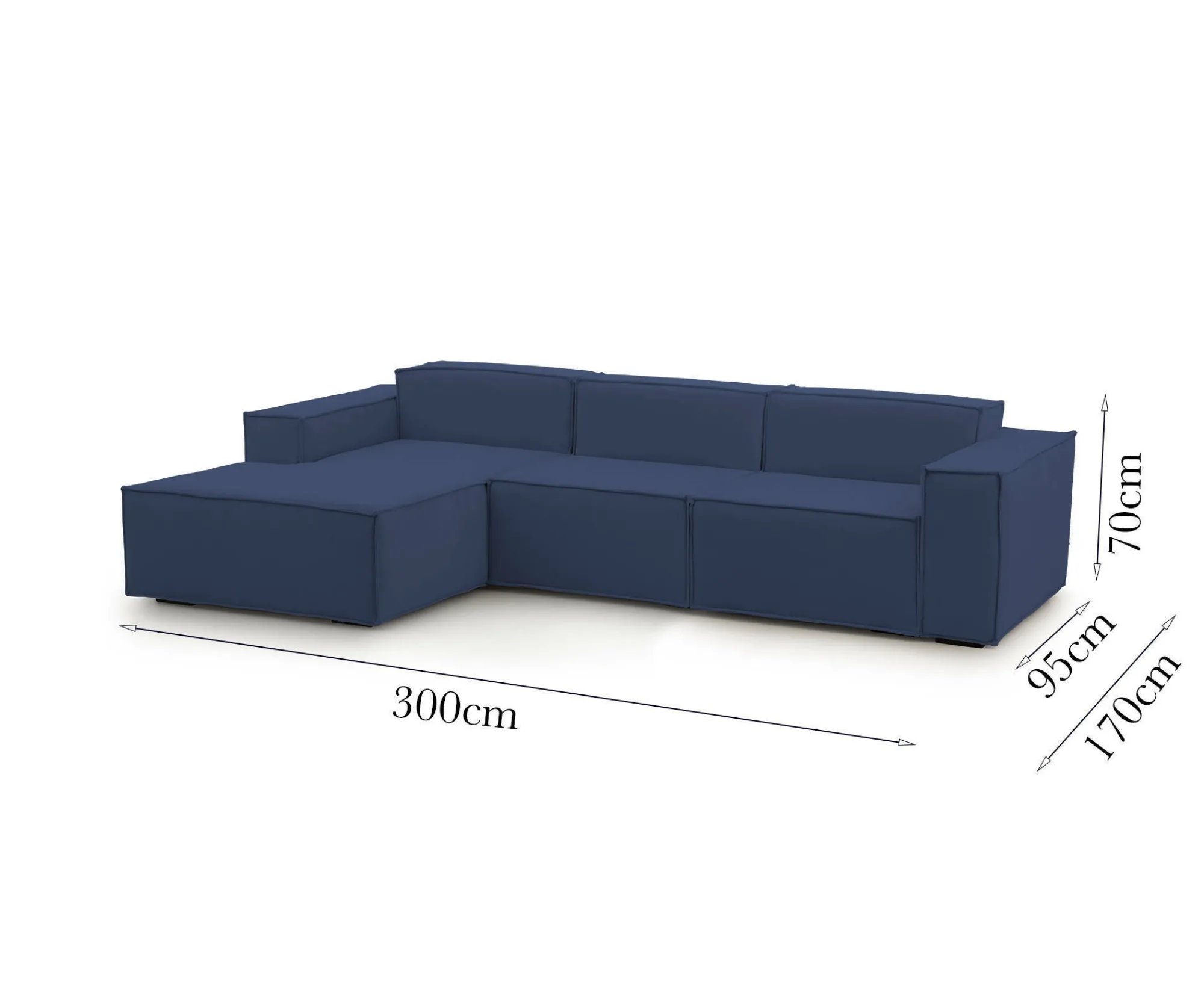 Divano fisso con penisola Dflori, Cm 300x170h70,<Dmora Sale