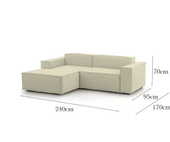 Divano fisso con penisola Assurte, Cm 240x170h70,<Dmora Store