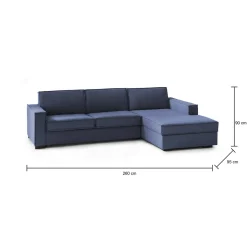 Divano fisso con penisola Assobasso, Cm 260x95h90,<Dmora Shop