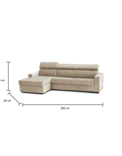 Divano fisso con penisola Aryaly, Cm 260x95h85,<Dmora Hot