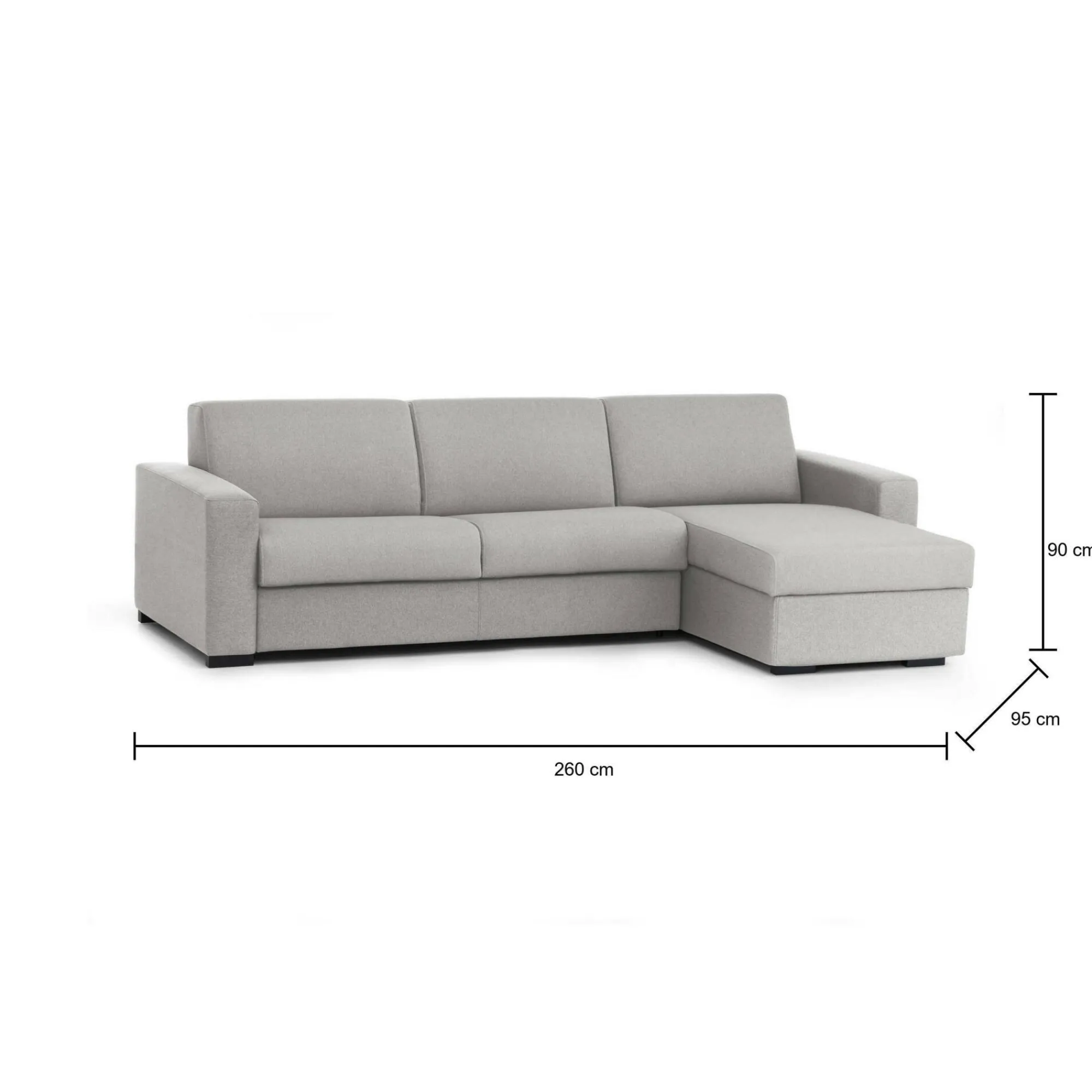 Divano fisso con penisola Azechiele, Cm 260x95h90,<Dmora Fashion