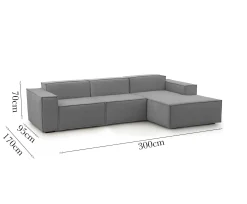 Divano fisso con penisola Ananas, Cm 300x170h70,<Dmora Shop