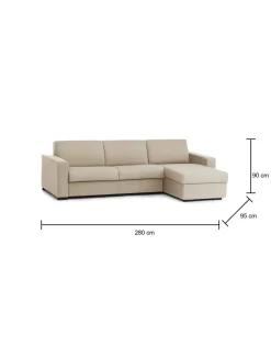 Divano fisso con penisola Atos, Cm 280x95h90,<Dmora Discount