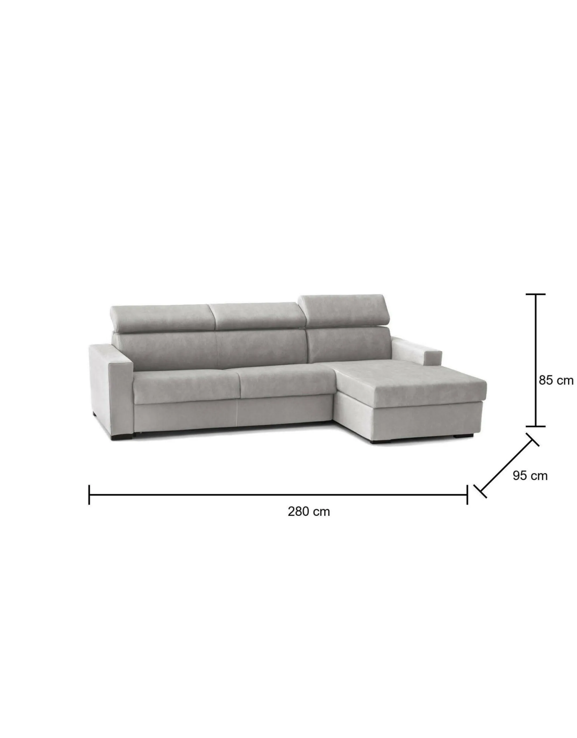 Divano fisso con penisola Ameno, Cm 280x95h85,<Dmora Flash Sale