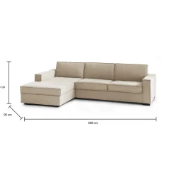 Divano fisso con penisola Anila, Cm 280x95h90,<Dmora Clearance