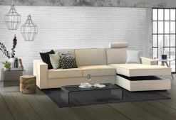 Divano fisso con penisola Ametrino, Cm 280x95h90,<Dmora Flash Sale