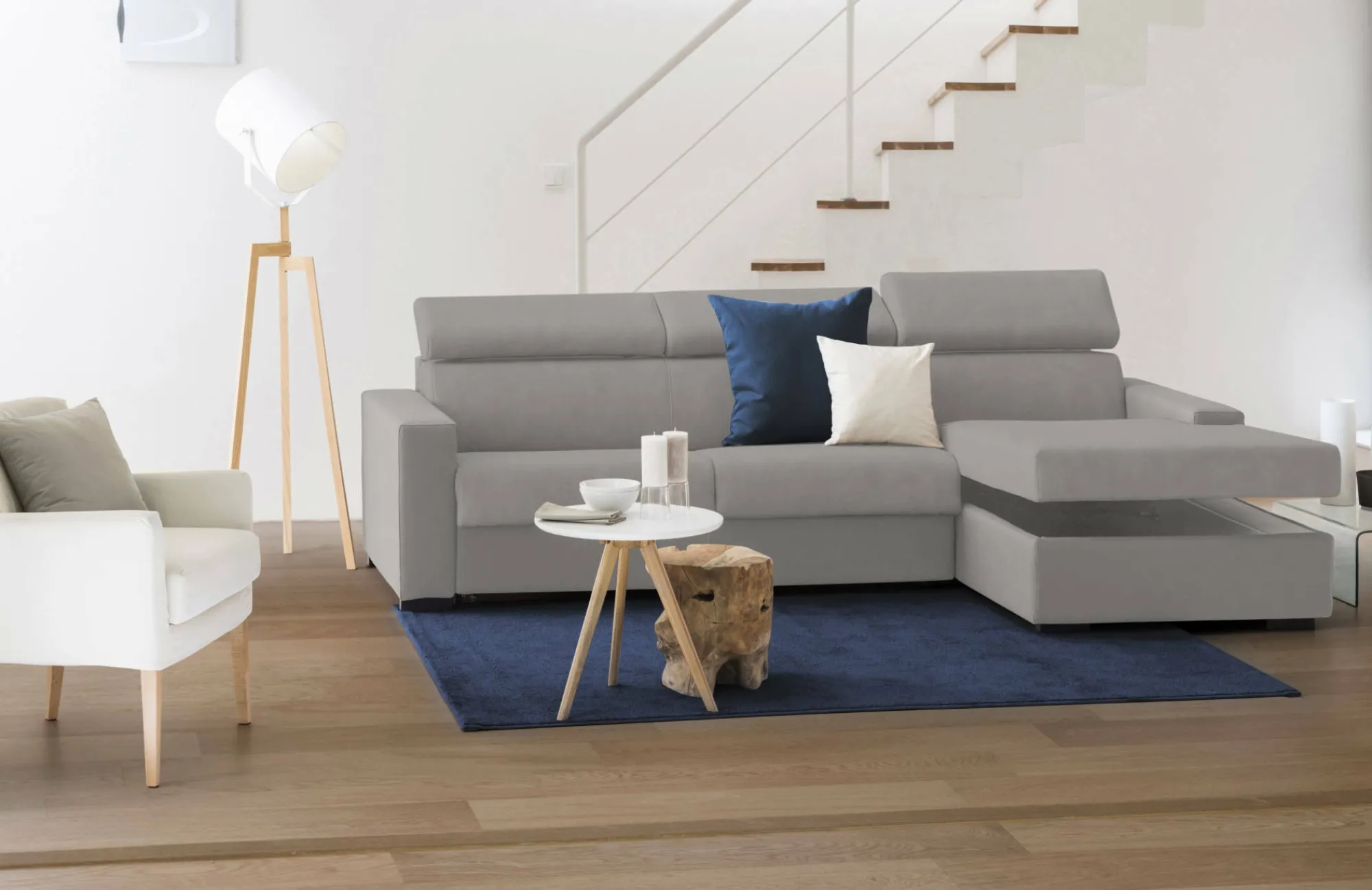 Divano fisso con penisola Angera, Cm 280x95h85,<Dmora Best