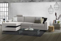 Divano fisso con penisola Sodalite, Cm 260x95h90,<Dmora Online