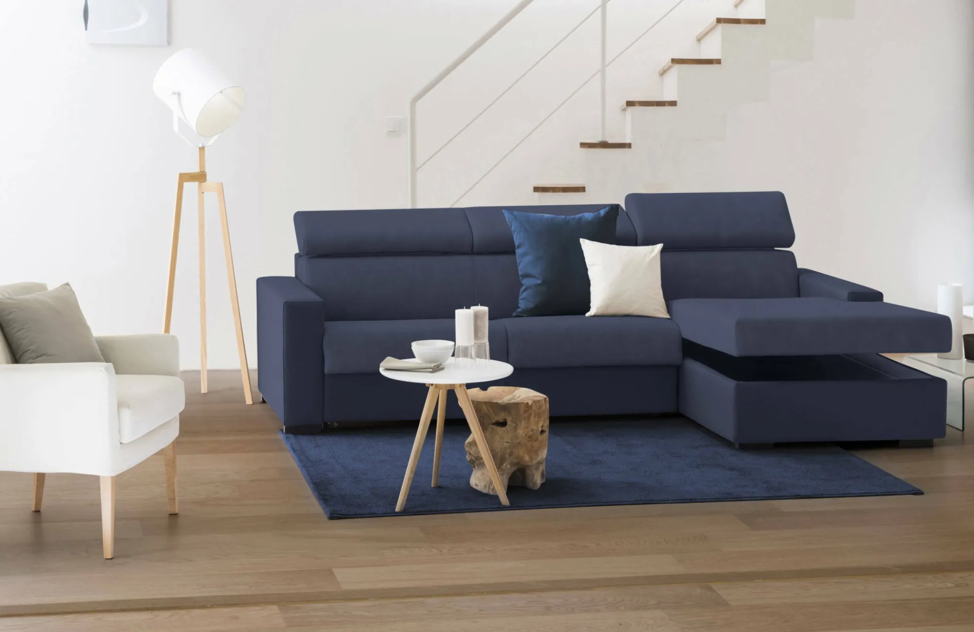 Divano fisso con penisola Angera, Cm 260x95h85,<Dmora Cheap