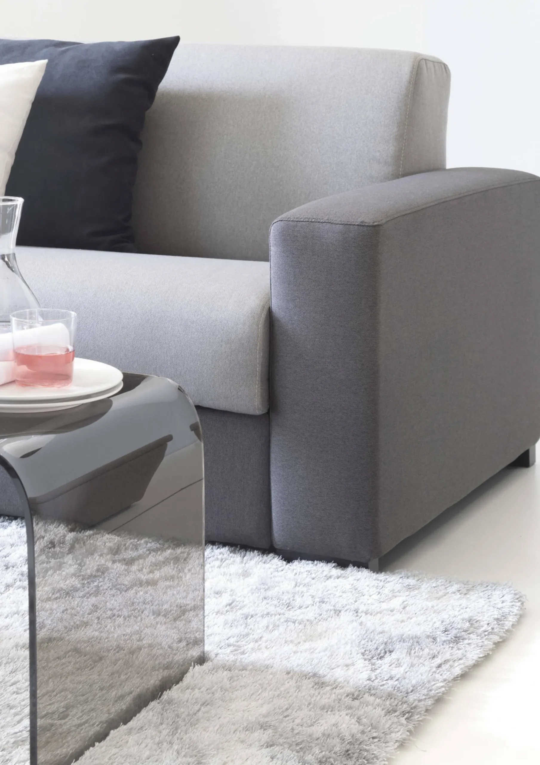 Divano fisso con penisola Azechiele, Cm 260x95h90, bicolor<Dmora Clearance