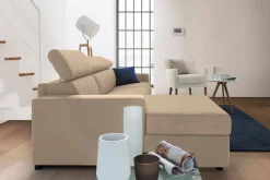 Divano fisso con penisola Aryaly, Cm 260x95h85,<Dmora Hot
