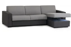 Divano fisso con penisola Azechiele, Cm 260x95h90, bicolor<Dmora Clearance