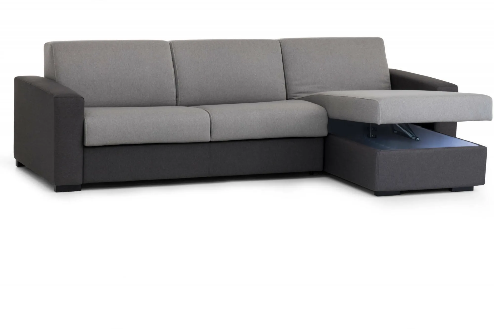 Divano fisso con penisola Azechiele, Cm 260x95h90, bicolor<Dmora Clearance