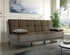Divano letto 3 posti Aborigeni, 190x87h97 cm, Grigio E Marrone<Dmora Fashion