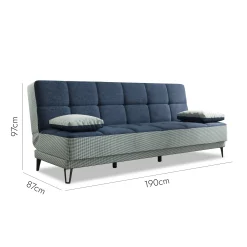 Divano letto 3 posti Aborigeni, 190x87h97 cm, Grigio e Blu<Dmora Outlet