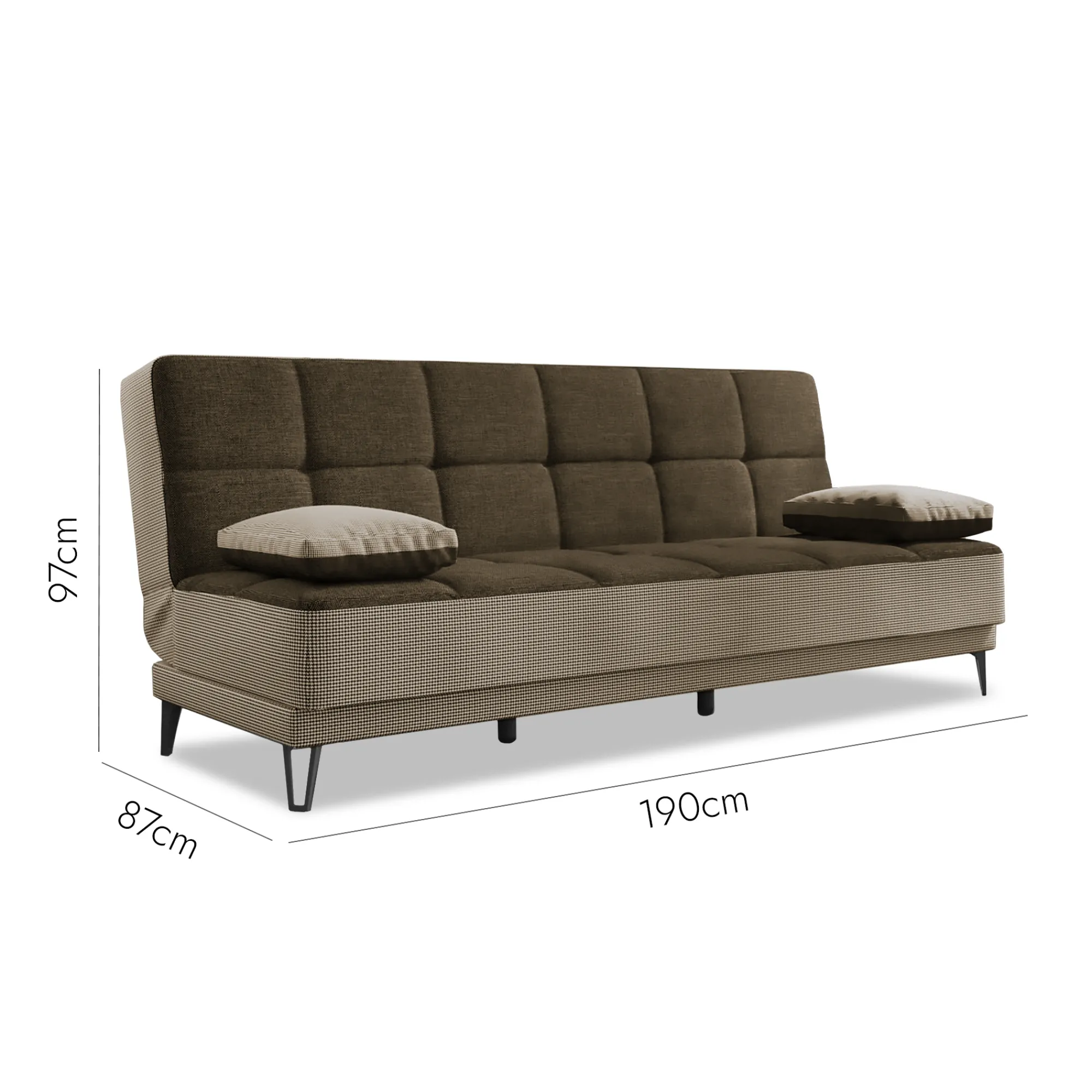 Divano letto 3 posti Aborigeni, 190x87h97 cm, Grigio E Marrone<Dmora Fashion