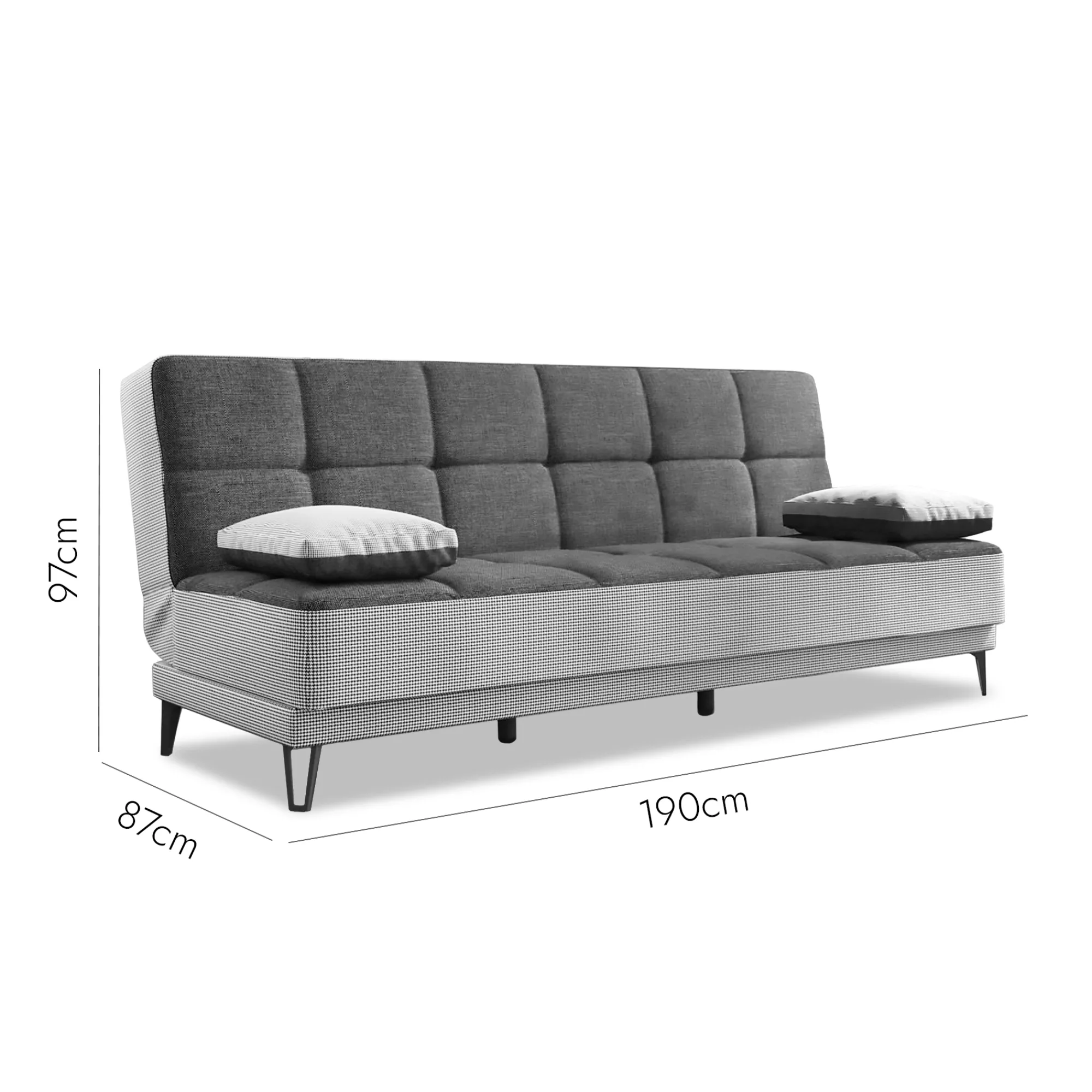 Divano letto 3 posti Aborigeni, 190x87h97 cm,<Dmora Best