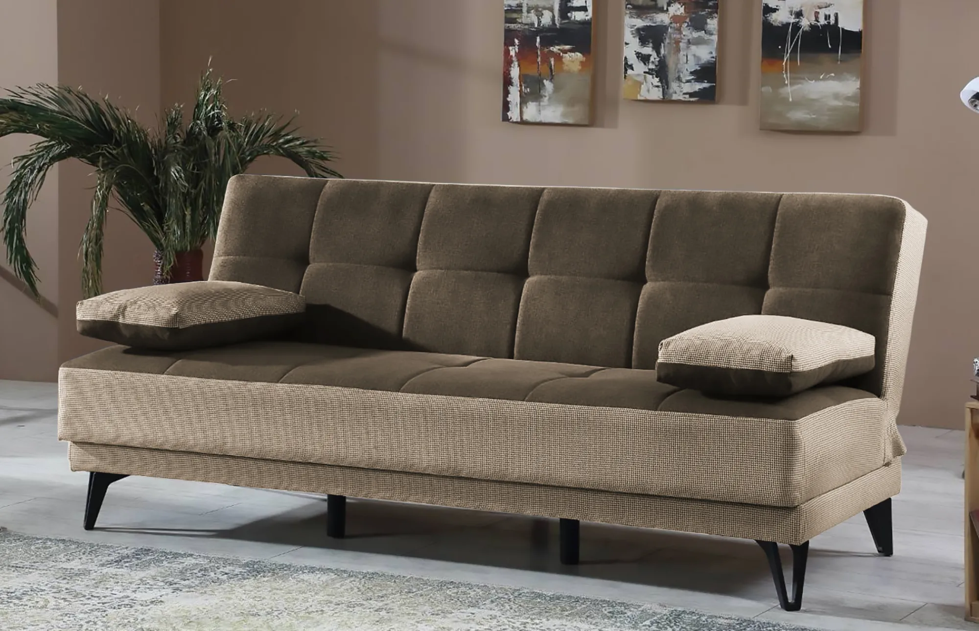 Divano letto 3 posti Aborigeni, 190x87h97 cm, Grigio E Marrone<Dmora Fashion