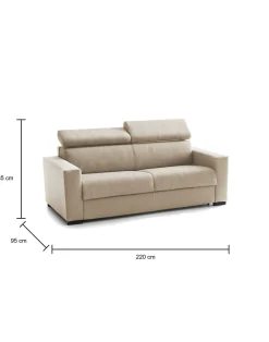 Divano letto 3 posti Action, Cm 220x95h85,<Dmora Outlet