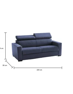 Divano letto 3 posti Action, Cm 220x95h85,<Dmora Flash Sale