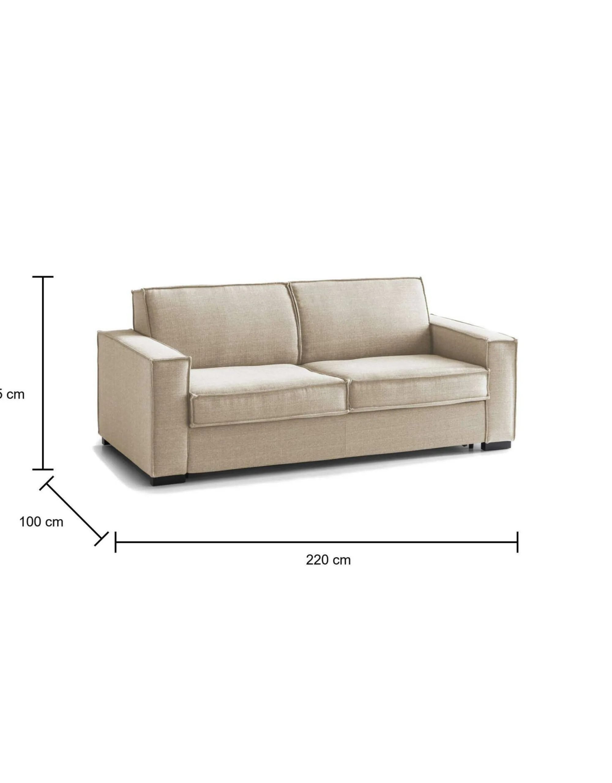 Divano letto 3 posti Adalberto, Cm 220x100h95,<Dmora Cheap