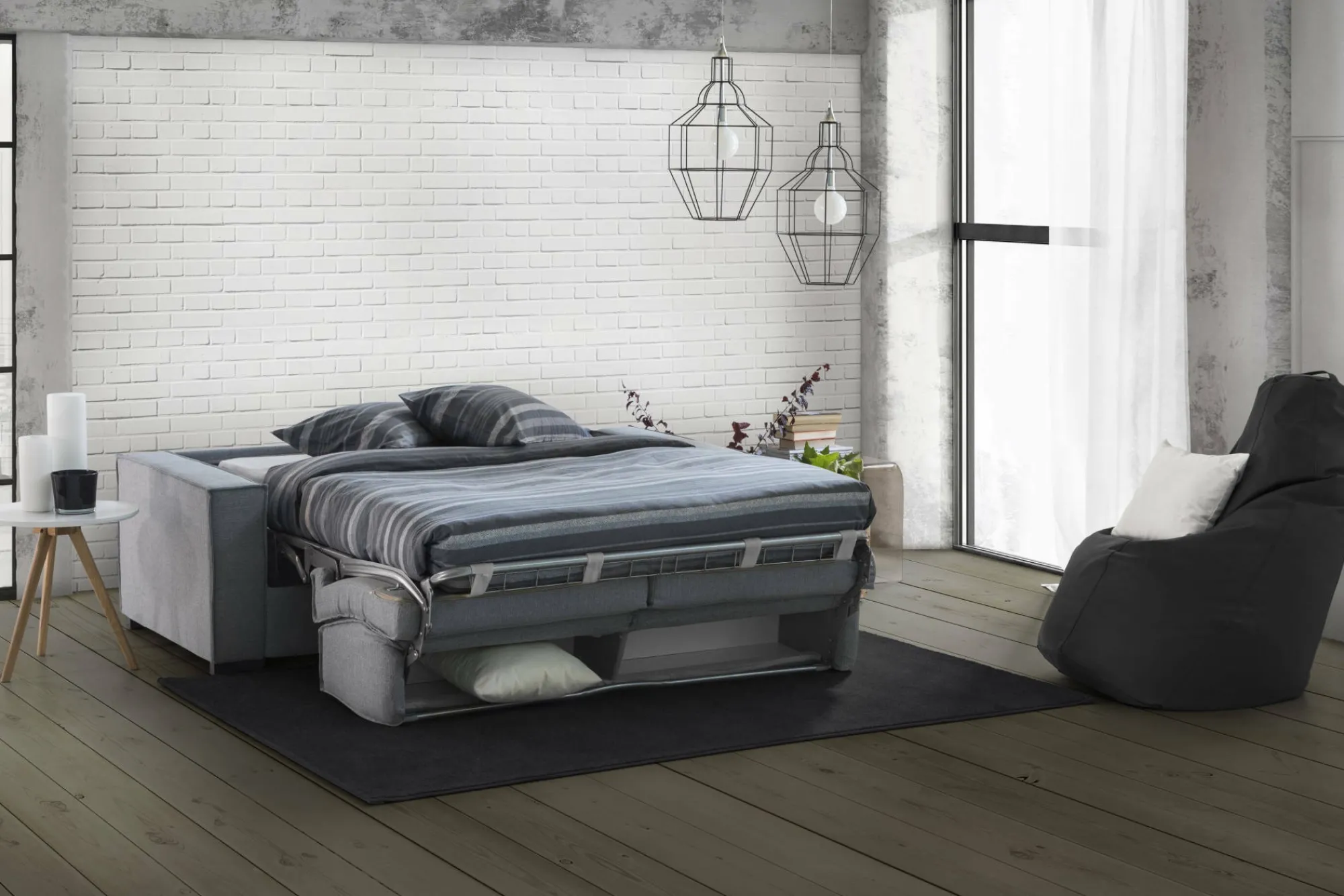Divano letto 3 posti Adalberto, Cm 200x95h90,<Dmora New