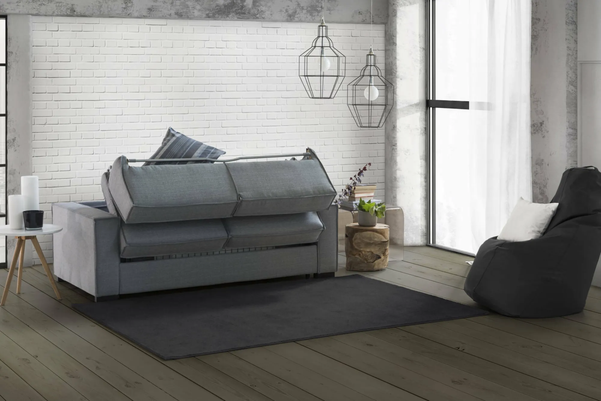Divano letto 3 posti Adalberto, Cm 200x95h90,<Dmora New