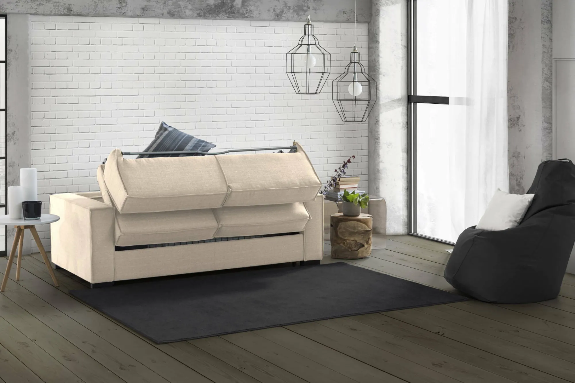 Divano letto 3 posti Adalberto, Cm 220x100h95,<Dmora Cheap