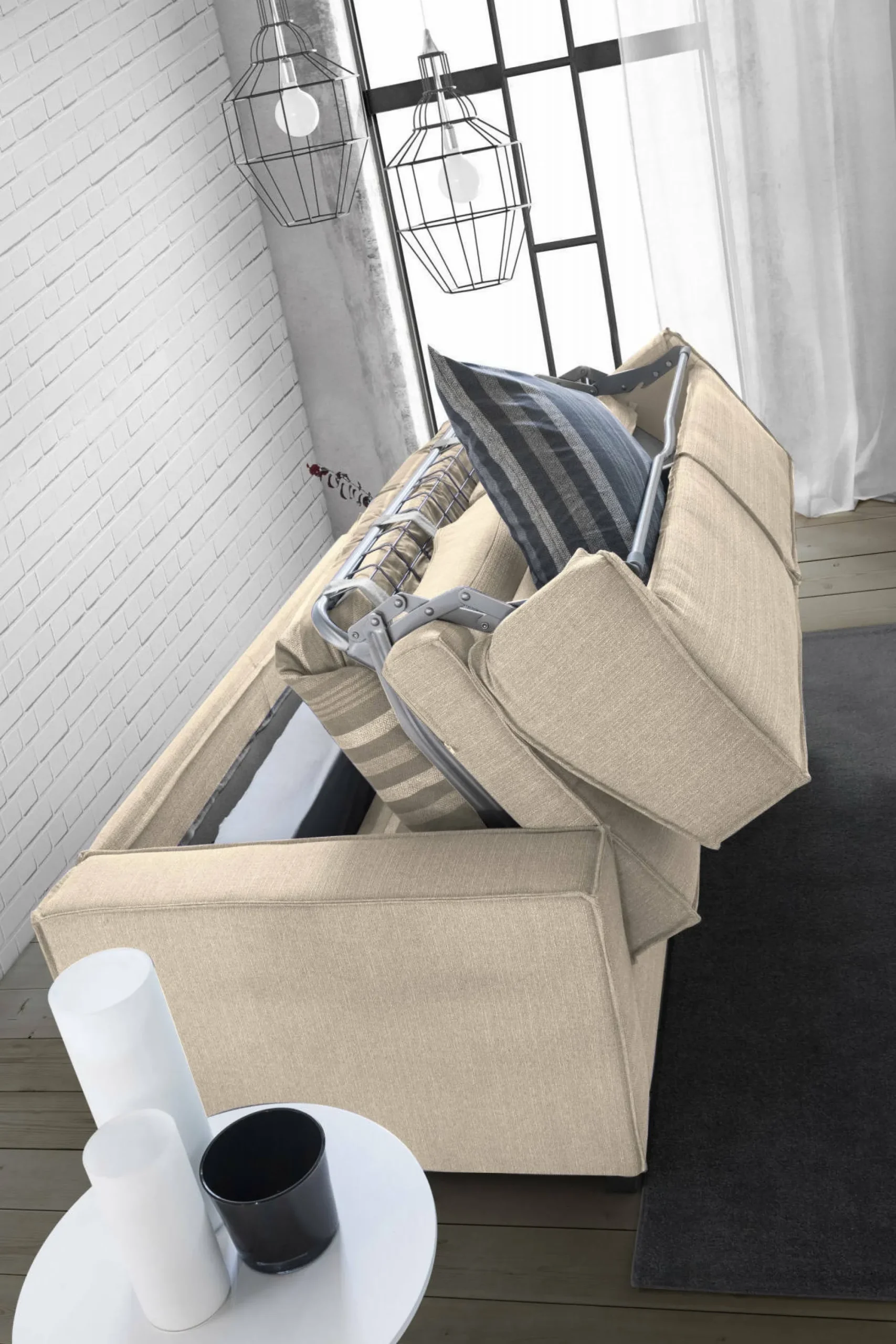 Divano letto 3 posti Adalberto, Cm 220x100h95,<Dmora Cheap