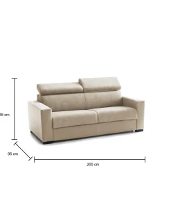 Divano letto 3 posti Algo, Cm 200x95h85,<Dmora Fashion
