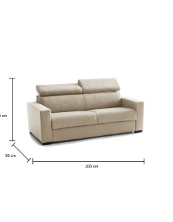 Divano letto 2 posti Amalfi, Cm 200x95h85,<Dmora Cheap
