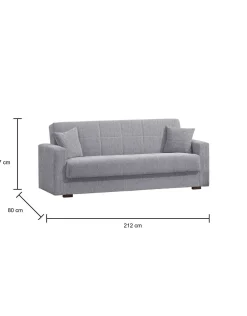 Divano letto 3 posti Ambrogino, 212x80h87 cm,<Dmora Clearance