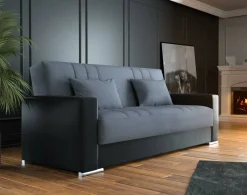Divano letto 3 posti Arix, 230 x96h101 cm, Nero e Grigio<Dmora Online
