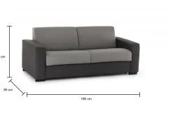 Divano letto 2 posti Asimi, Cm 180x95h90, Grigio e Antracite<Dmora Sale