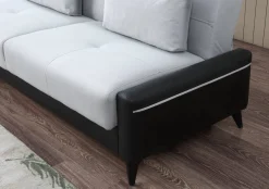 Divano letto 3 posti Belluno, 207x92h83 cm, Nero e Bianco<Dmora Discount